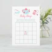Invitation Shabby-Chic Baby shower Tea Party Bingo (Debout devant)