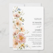 Invitation Shabby Chic Blush Fleur sauvage Floral Mariage (Devant)