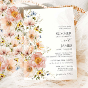 Invitation Shabby Chic Blush Fleur sauvage Floral Mariage