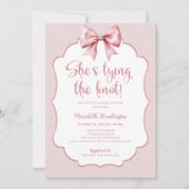 Invitation Shabby Chic Bow She's Tying the Knot Fête des mari (Devant)