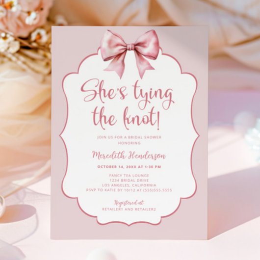 Invitation Shabby Chic Bow She's Tying the Knot Fête des mari