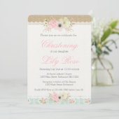 Invitation Shabby Chic Christening/Baptême (Debout devant)