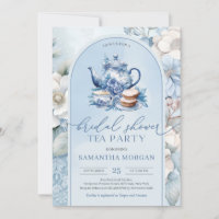 Shabby chic dusté bleu et blanc fête du thé nuptia