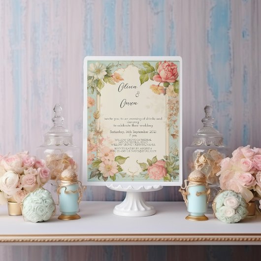 Invitation Shabby Chic Floral Mariage