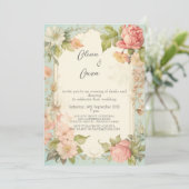 Invitation Shabby Chic Floral Mariage (Debout devant)