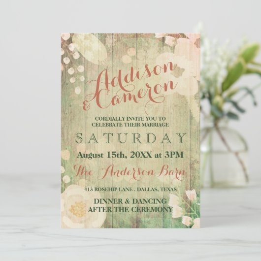 Invitation Shabby Chic Florals | MARIAGE (Debout devant)