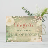 Invitation Shabby Chic Florals | Serez-vous ma servante d'hon (Debout devant)