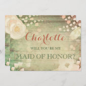 Invitation Shabby Chic Florals | Serez-vous ma servante d'hon (Devant / Derrière)