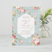 Invitation Shabby Chic floraux mariage (Debout devant)