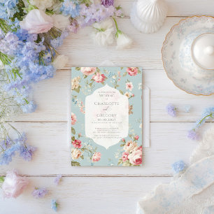 Invitation Shabby Chic floraux mariage
