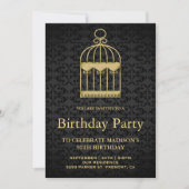 Invitation Shabby Chic Gold Birdcage fête d'anniversaire (Devant)