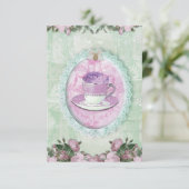 Invitation Shabby Chic Green and lilac « Torche Party " (Debout devant)
