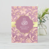 Invitation Shabby Chic Lavender Gold Floral Mariage musulman (Debout devant)