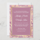 Invitation Shabby Chic Lavender Gold Floral Mariage musulman (Dos)