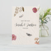 Invitation Shabby Chic Mariage Pressé Fleurs (Debout devant)