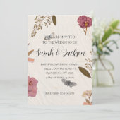 Invitation Shabby Chic Mariage Pressé Fleurs Mariage Invitati (Debout devant)