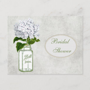 Invitation Shabby Chic Mason Jar et Hydrangea Fête de l'marié