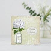 Invitation Shabby Chic Mason Jar et Hydrangea Fête de l'marié (Debout devant)