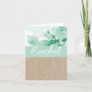 Invitation Shabby Chic Mint Peony Burlap