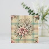 Invitation Shabby Chic Plaid Poinsettias Scrapbook (Debout devant)