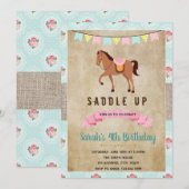 Invitation shabby chic pour fête western avec chev (Devant / Derrière)