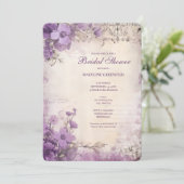 Invitation Shabby Chic Purple Lavender Floral Bridal Shower (Debout devant)