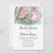 Invitation Shabby Chic Rose Protea Fête des mariées de parfum (Devant)