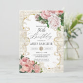 Invitation Shabby Chic Roses français Vintages Anniversaire N (Debout devant)
