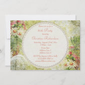 Invitation Shabby Chic Sweet 80e anniversaire & Fleur sauvage (Dos)