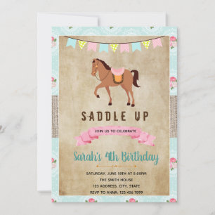 Invitation shabby chic western pour fête équestre