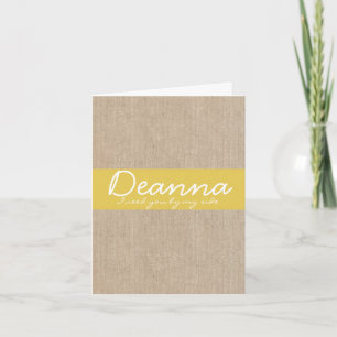 Invitation Shabby Chic Yellow Gold Burlap Demande d'aide d'in