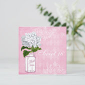 Invitation Shabby rose Chic Jar & Hydrangea Sweet 16 (Debout devant)