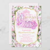 Invitation Shabby Rose Tutu Princess Sip et voir les invitati (Devant / Derrière)