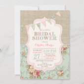 Invitation Shabby Rustique Pays Chic Floral Lace Burlap (Devant)