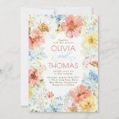 Invitation Shabby Vintage Floral Boho Elegant Wedding (Devant)