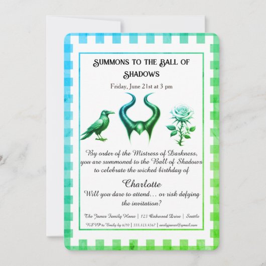 Invitation Shadow Ball Dark Fantasy Birthday Design Script (Devant)