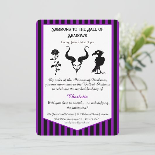 Invitation Shadow Ball Dark Fantasy Birthday Design Script (Debout devant)