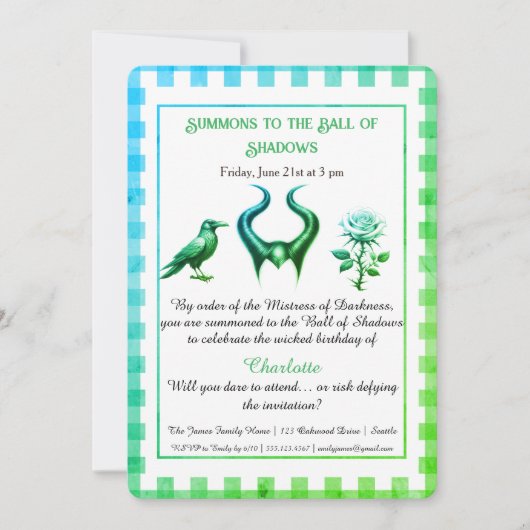 Invitation Shadow Ball Dark Fantasy Birthday Design Script (Devant)