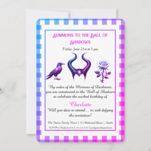 Invitation Shadow Ball Dark Fantasy Birthday Design Script (Devant)