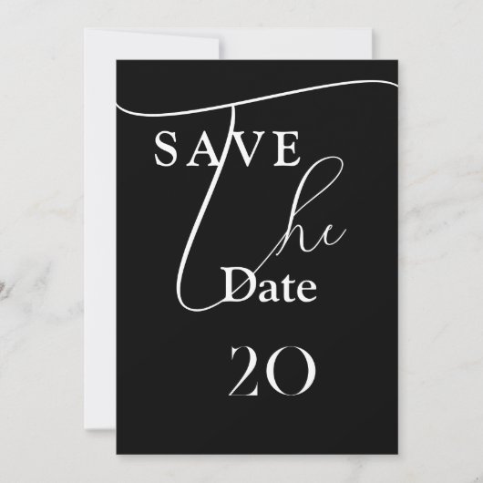 Invitation Shailene Noir et Blanc Mariage Enregistrer la date (Devant)