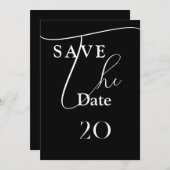 Invitation Shailene Noir et Blanc Mariage Enregistrer la date (Devant / Derrière)