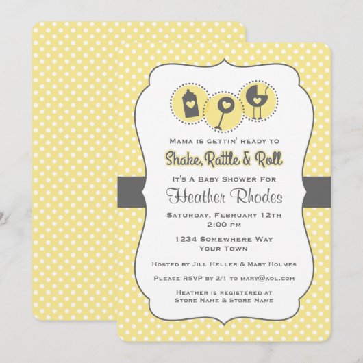 Invitation Shake Rattle et Roll YEL (Devant / Derrière)