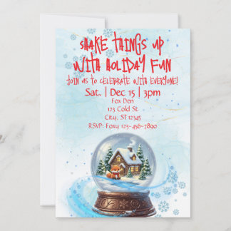 Invitation Shake Things Up Holiday Fun, Snow Globe Fox 