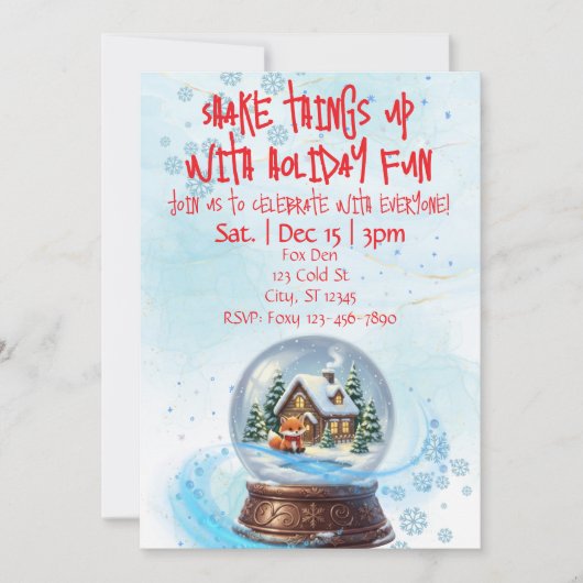 Invitation Shake Things Up Holiday Fun, Snow Globe Fox (Devant)