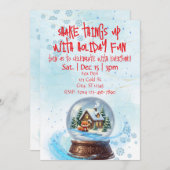 Invitation Shake Things Up Holiday Fun, Snow Globe Fox  (Devant / Derrière)