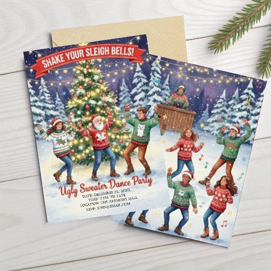 Invitation Shake Your Sleigh Bells Ugly Sweater Dance Party 
