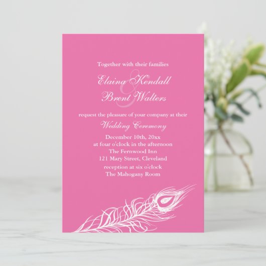 Invitation Shake your Tail Feathers Wedding Inviter 1 fuchsia (Debout devant)