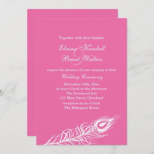 Invitation Shake your Tail Feathers Wedding Inviter 1 fuchsia (Devant / Derrière)