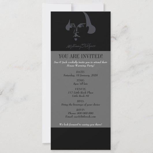 Invitation Shakespeare simple avec la signature (Devant)