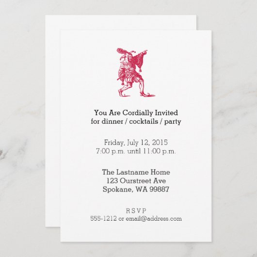 Invitation Shakespearean Jester (Devant / Derrière)